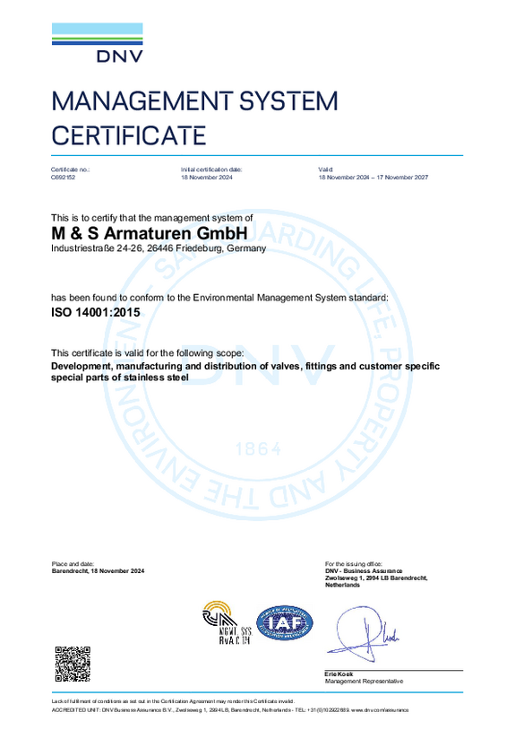 Certificate ISO-14001 2015 Certificate ISO-14001 2015