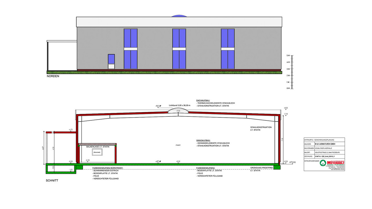 Neubau Lagerhalle Technische Zeichnung Technische Zeichnung unseres Neubaus einer Lagerhalle